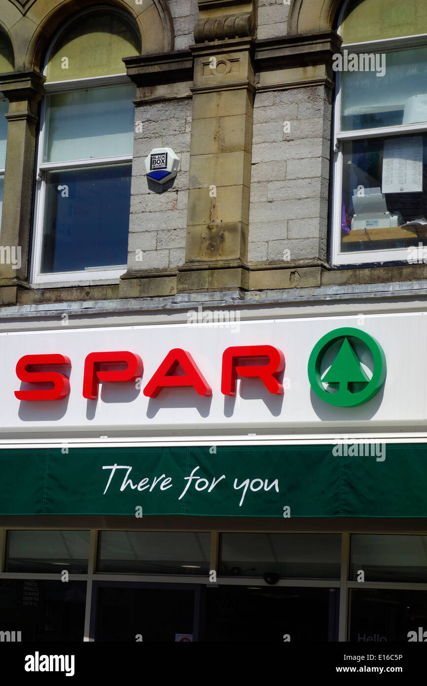 Spar Convenience Store Sign, Grange Over Sands, Cumbria, England, UK Stock Photo