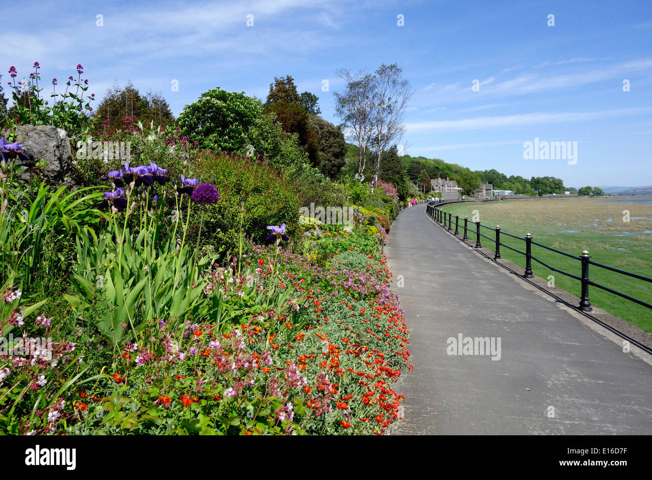 Promenade at Grange-Over-Sands Overlooking Morecambe Bay, Cumbria, England, UK Stock Photo