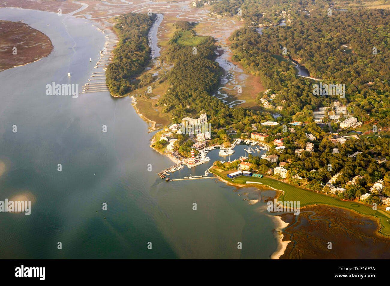 Aerial view of Harbour Town at Sea Pines on Hilton Head Island SC Stock Photo Alamy