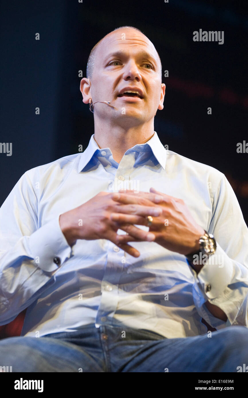 Tony Fadell, creator of the iPod, speaking on stage at Hay Festival 2014   ©Jeff Morgan Stock Photo