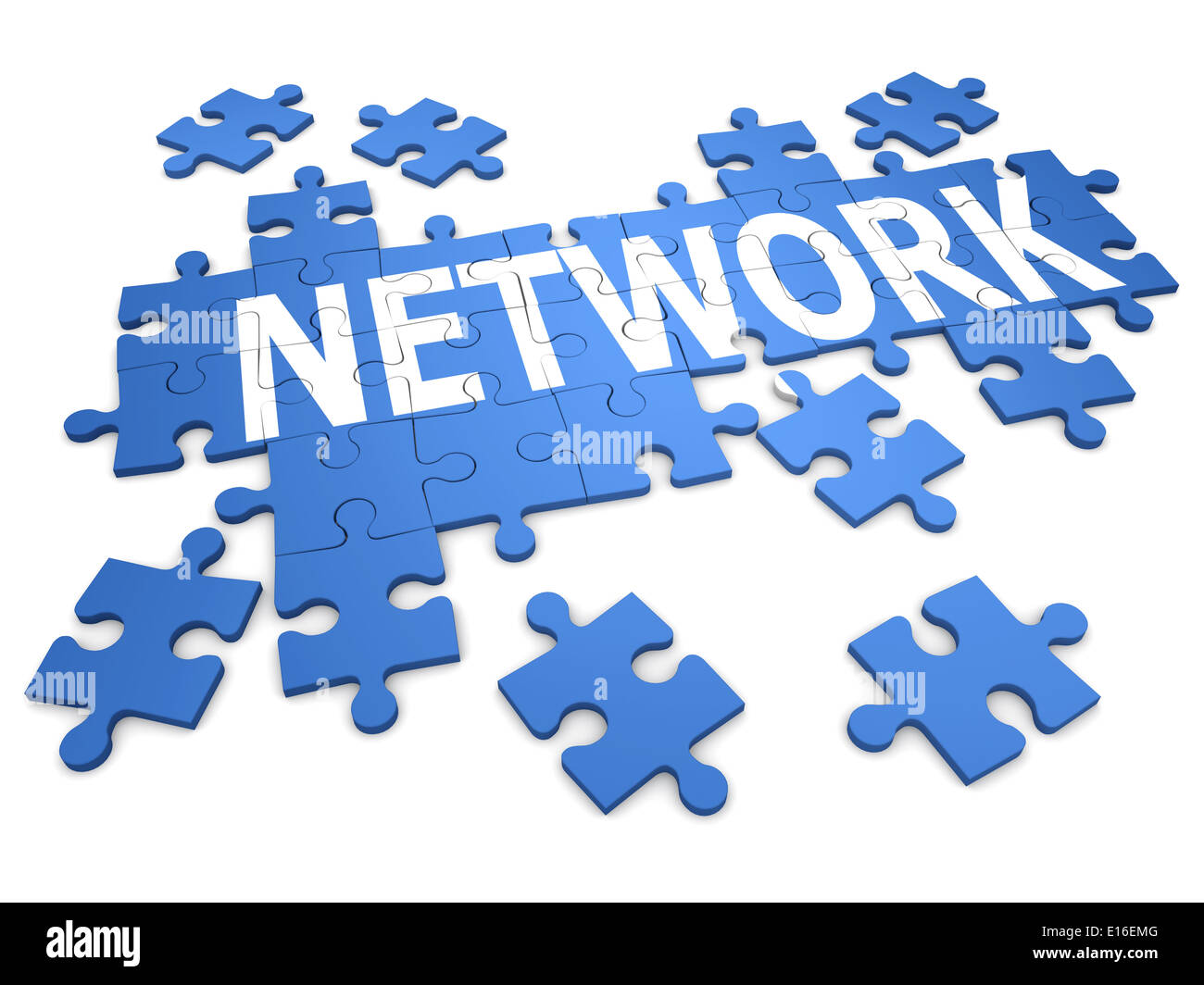 3d Jigsaw puzzle marked with the word "Network Stock Photo - Alamy