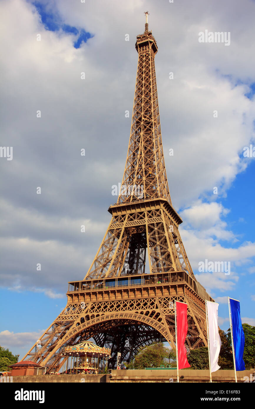 view from the river Seine on Eiffel tower (La Tour Eiffel) in Paris, France Stock Photo