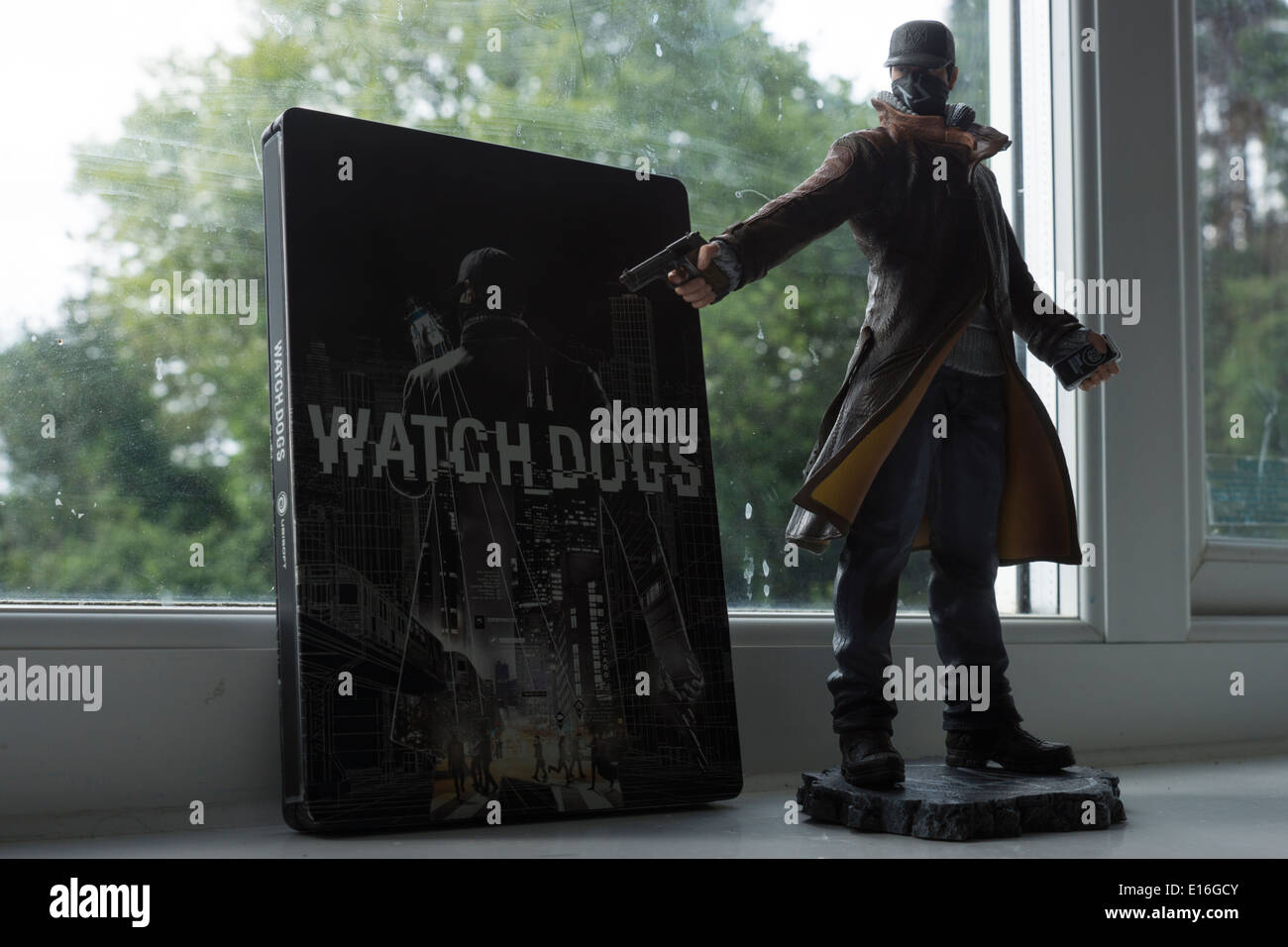 Watch   Dogs video game figurine  boxes cases Stock Photo