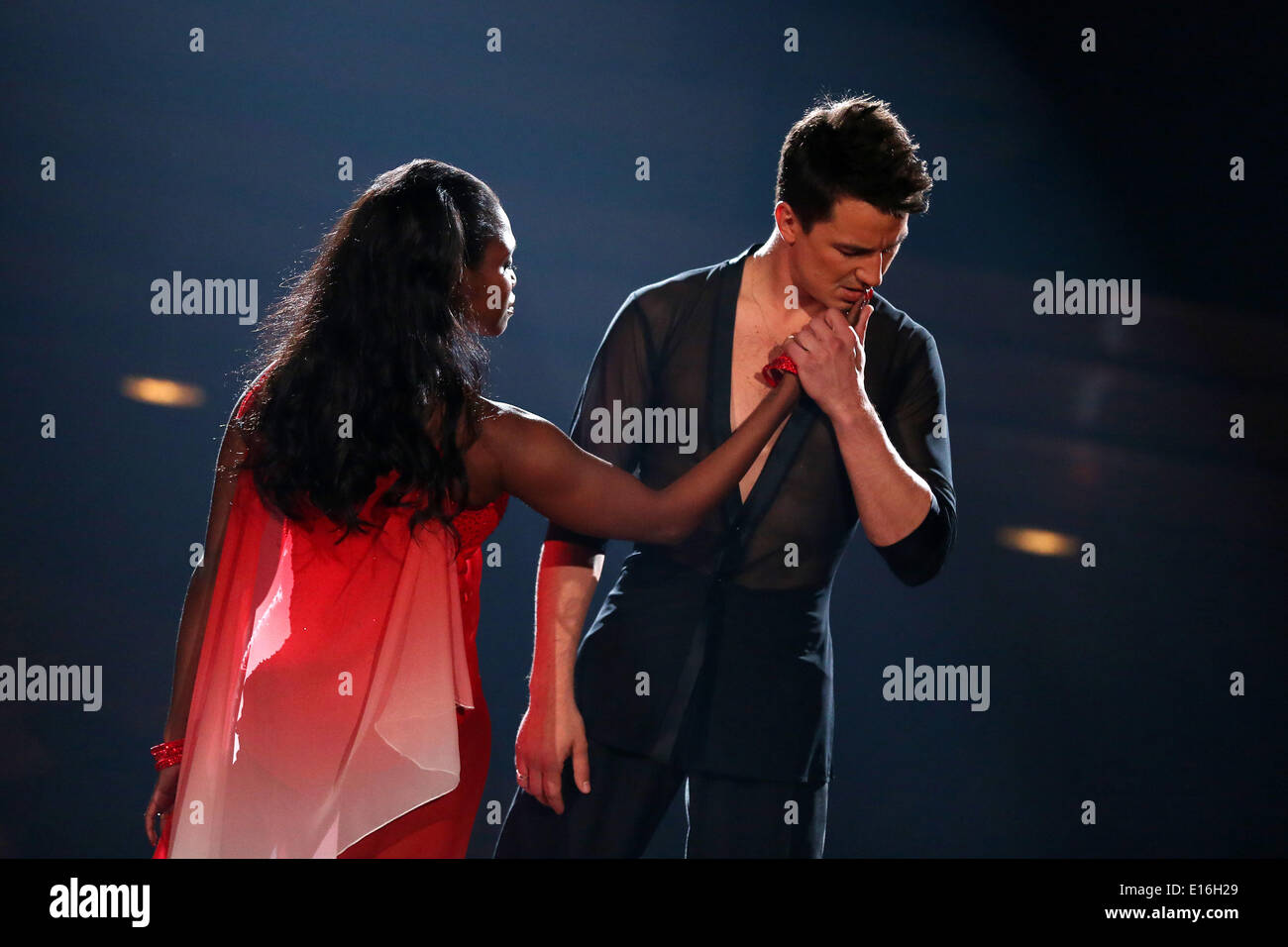 Cologne, Germany. 23rd May, 2014. Actress Tanja Szewczenko and professional dancer Willi Gabalier dance in the Coloneum during the dancing show 'Let's Dance' in Cologne, Germany, 23 May 2014. Photo: Rolf Vennenbernd/dpa/Alamy Live News Stock Photo