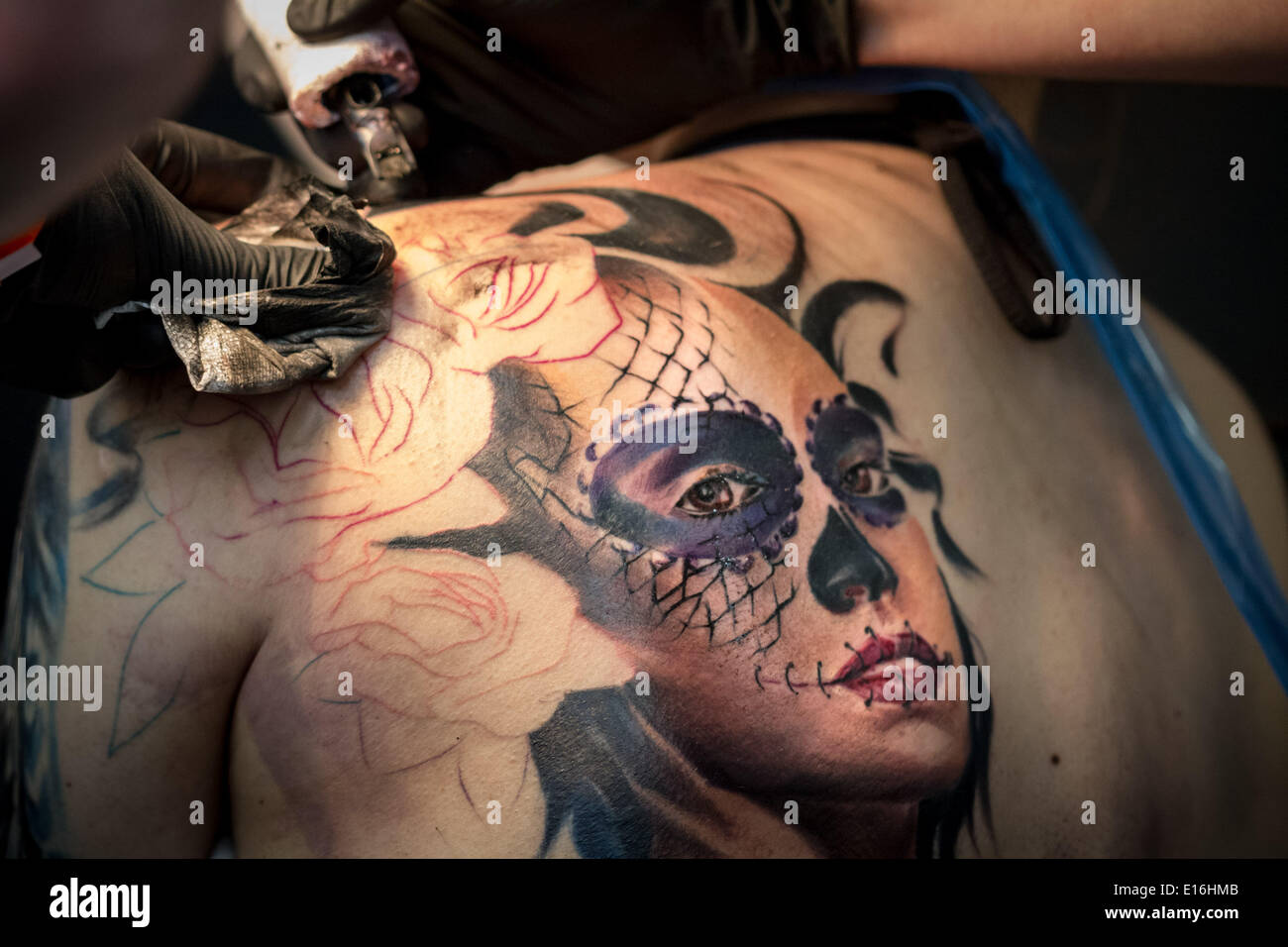 London, UK. 24th May, 2014. The Great British Tattoo Show 2014 in London Credit:  Guy Corbishley/Alamy Live News Stock Photo