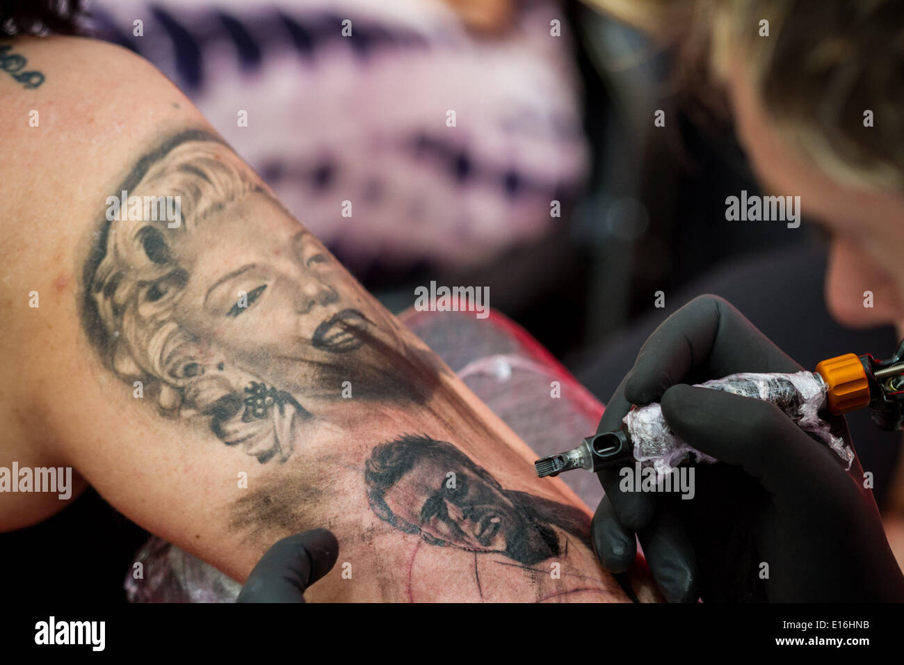 London, UK. 24th May, 2014. The Great British Tattoo Show 2014 in London Credit:  Guy Corbishley/Alamy Live News Stock Photo