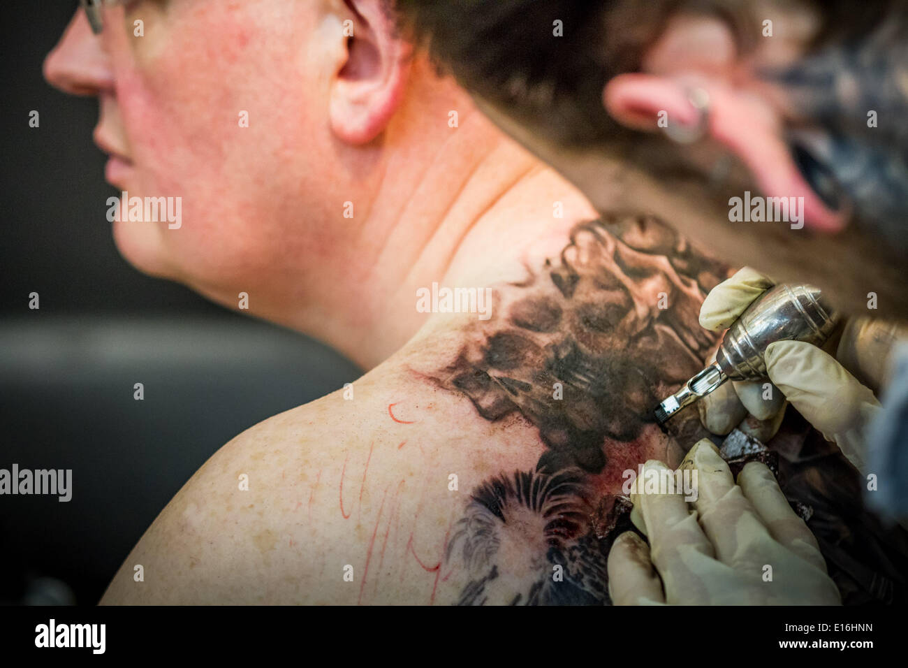 London, UK. 24th May, 2014. The Great British Tattoo Show 2014 in London Credit:  Guy Corbishley/Alamy Live News Stock Photo