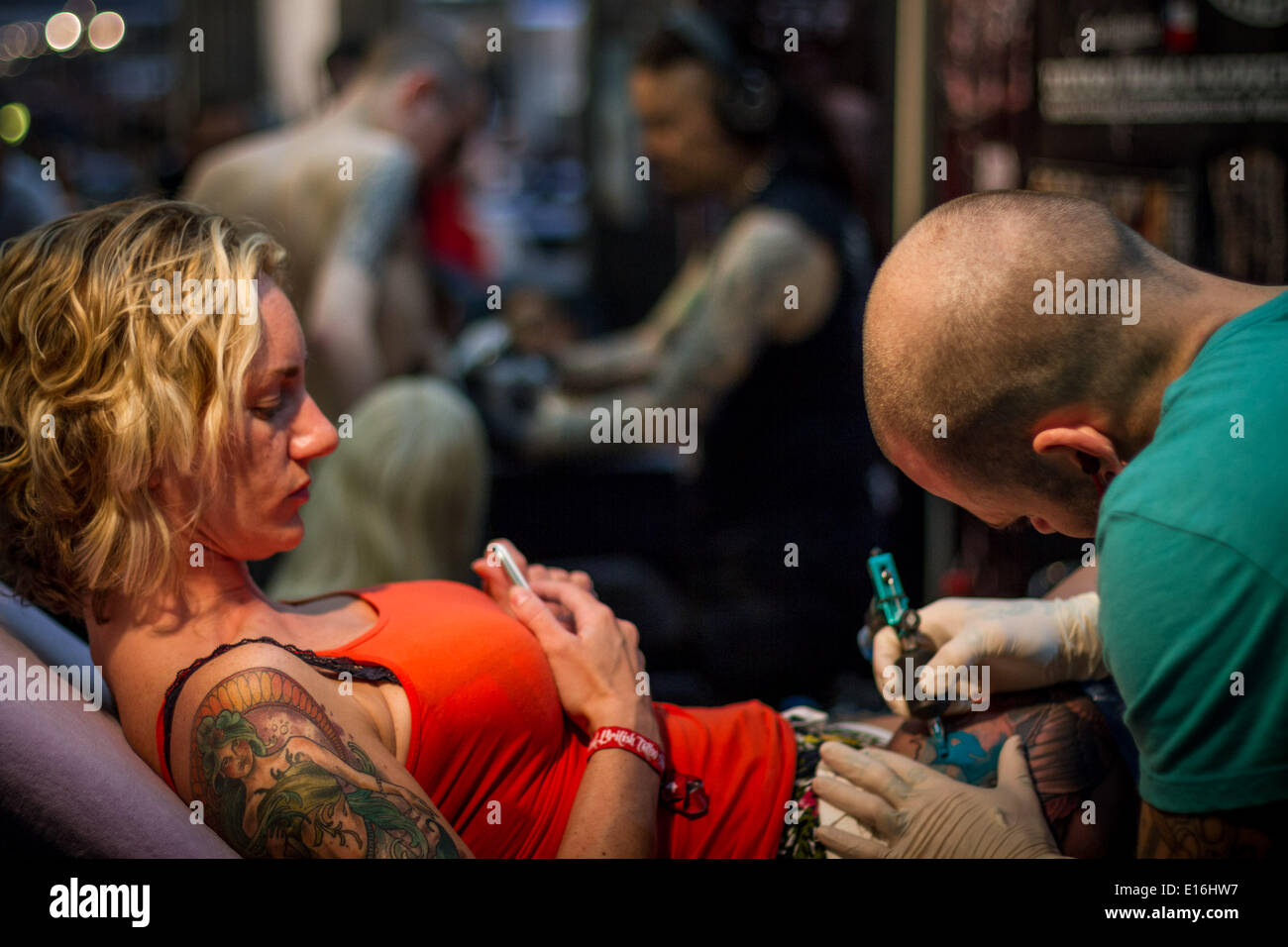 London, UK. 24th May, 2014. The Great British Tattoo Show 2014 in London Credit:  Guy Corbishley/Alamy Live News Stock Photo