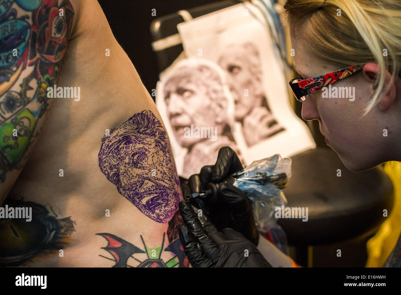 London, UK. 24th May, 2014. The Great British Tattoo Show 2014 in London Credit:  Guy Corbishley/Alamy Live News Stock Photo