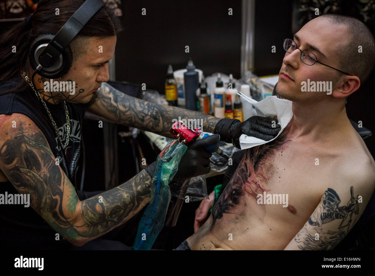 London, UK. 24th May, 2014. The Great British Tattoo Show 2014 in London Credit:  Guy Corbishley/Alamy Live News Stock Photo