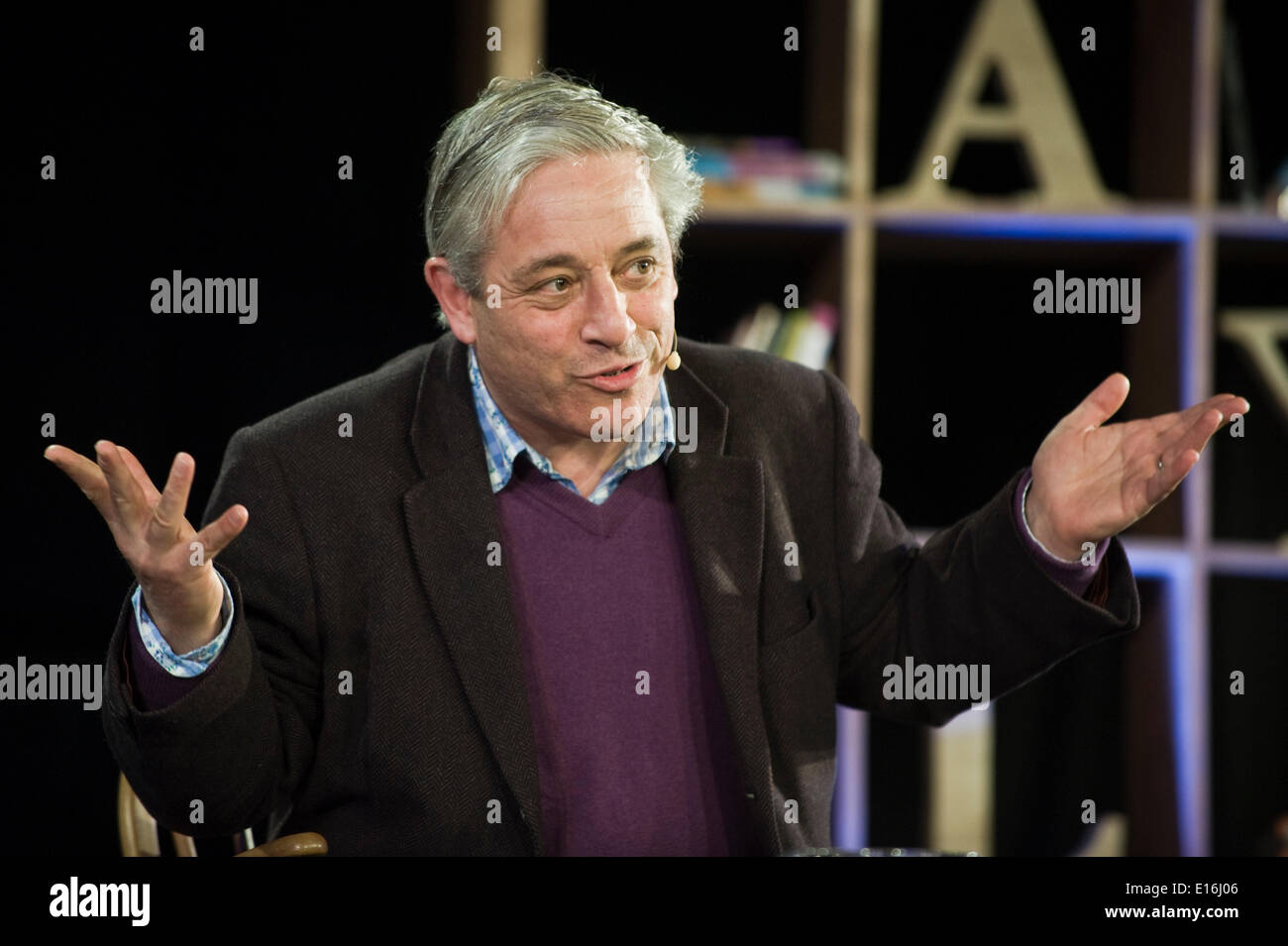 John Bercow, Speaker of the House of Commons, talking about tennis at Hay Festival 2014  ©Jeff Morgan Stock Photo