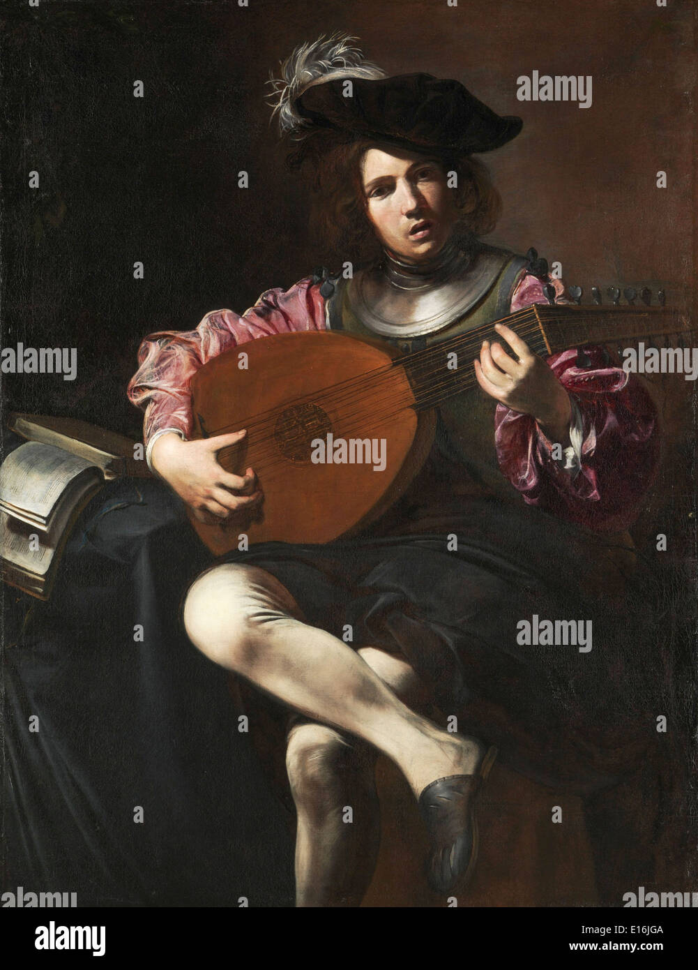 Lute Player by Valentin de Boulogne, 1626 Stock Photo
