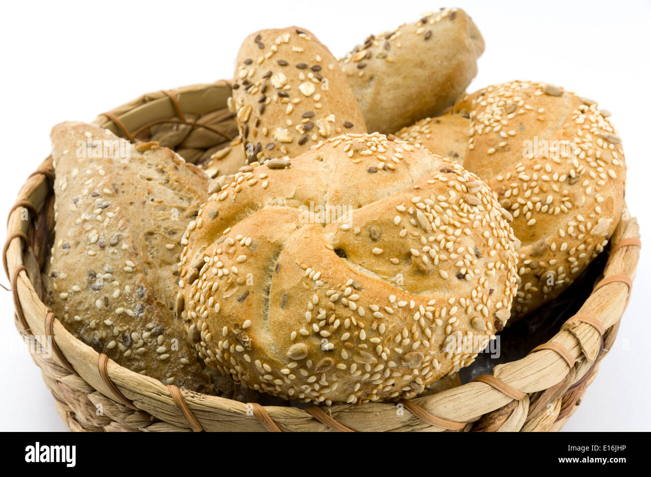 Whole grain core bun on isolated white background Stock Photo Alamy