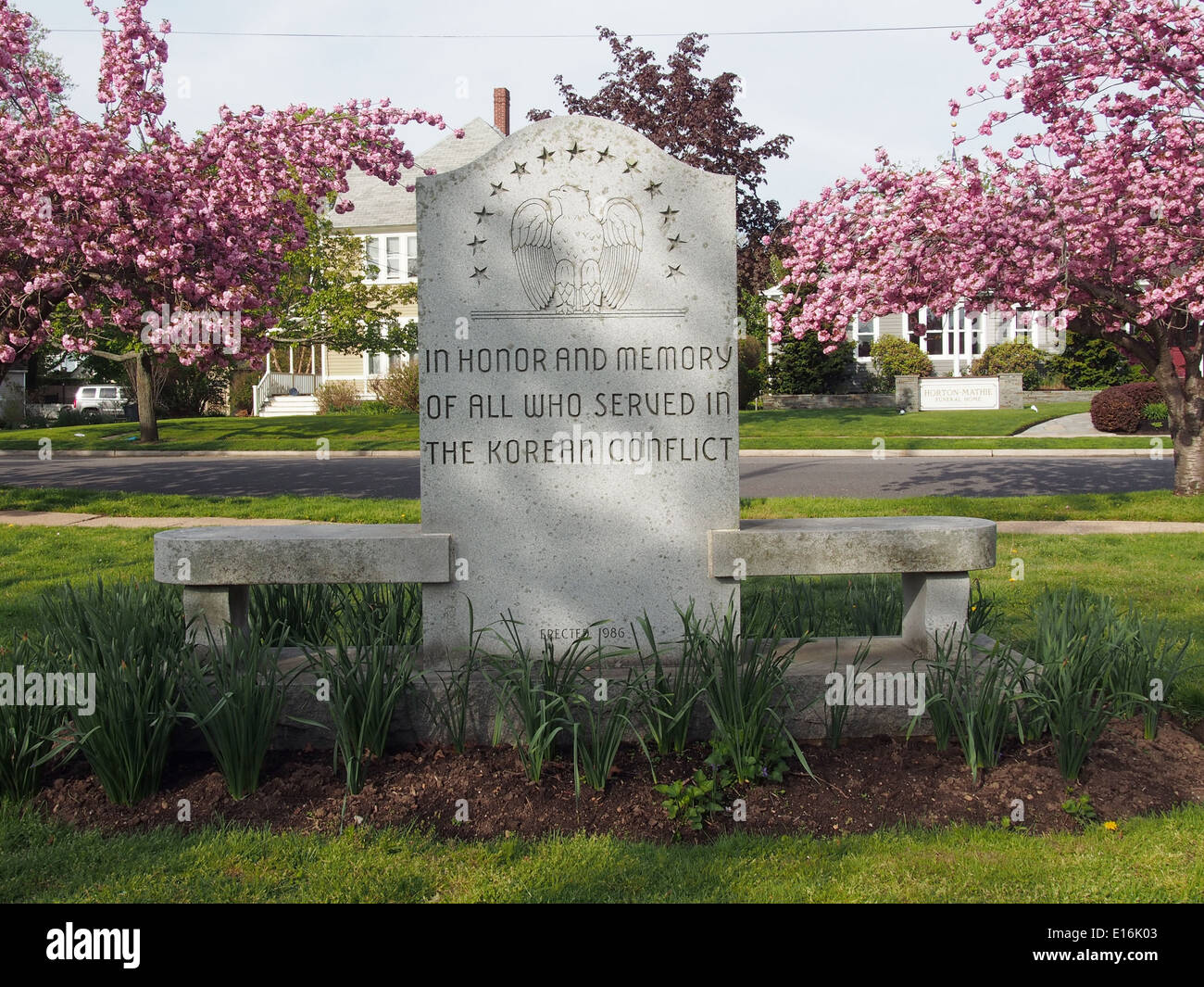 Korean War Monument at Veterans Memorial Park, Greenport, NY, USA, May 12, 2014, © Katharine Andriotis Stock Photo