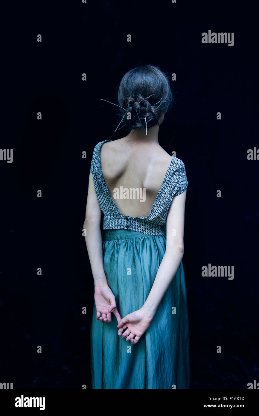 Rear portrait of young woman Stock Photo