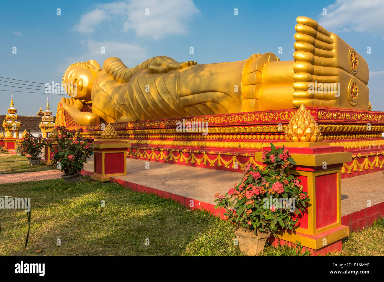 Reclining Buddha in Laos Stock Photo
