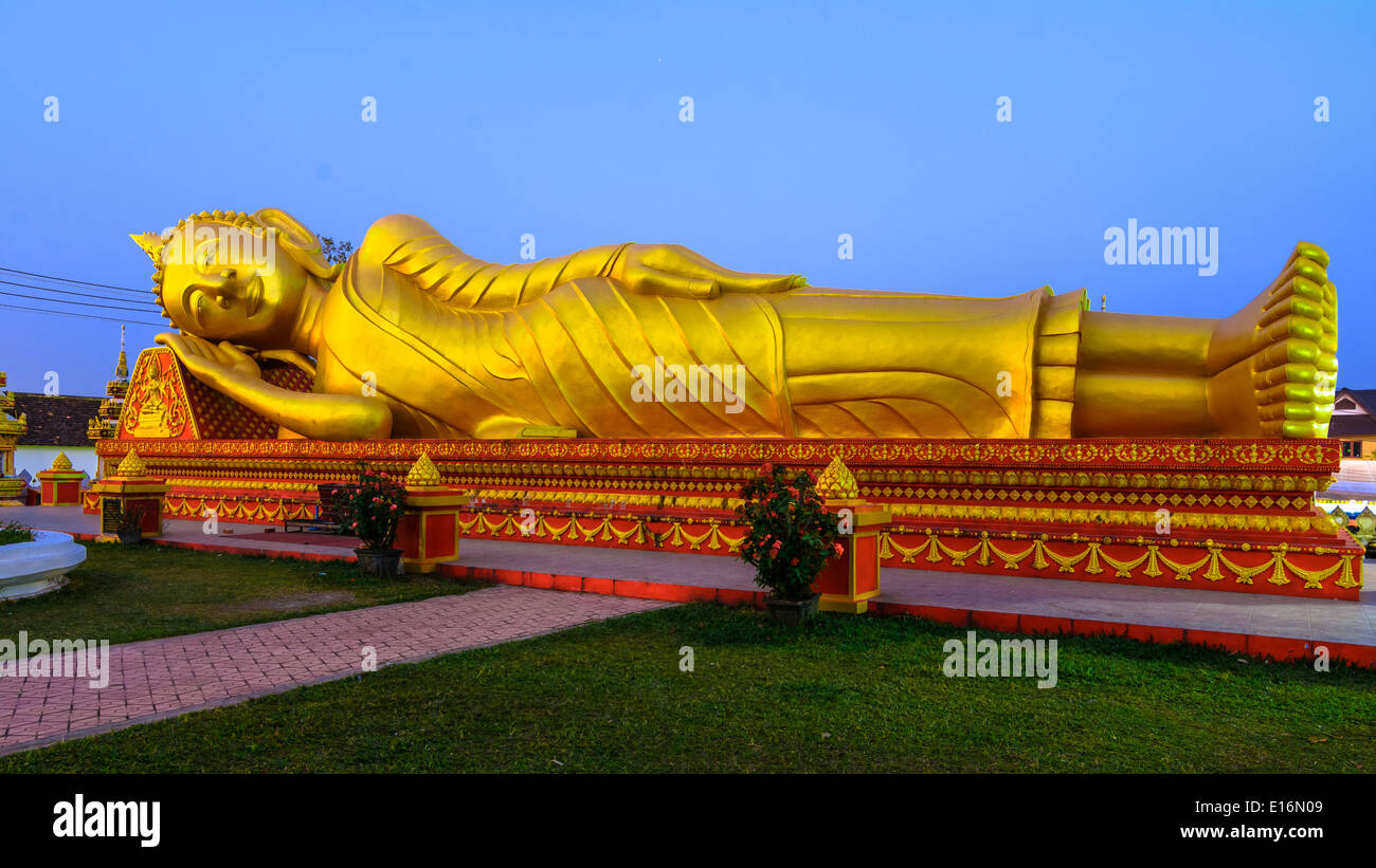 Reclining Buddha in Laos Stock Photo