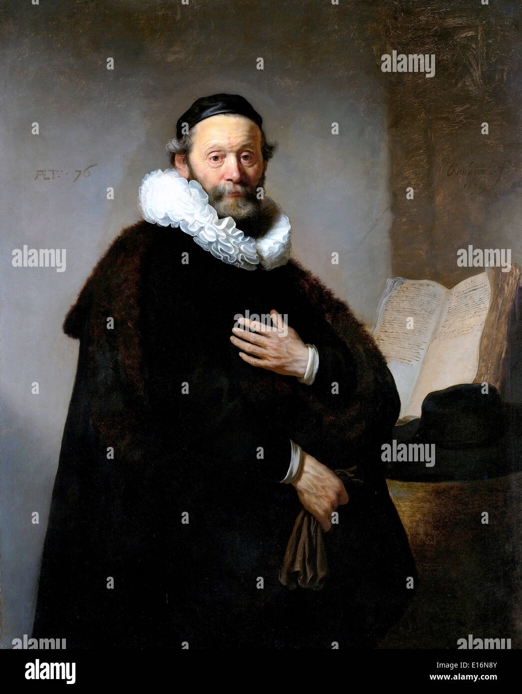 Johannes Wtenbogaert by Rembrandt van Rijn, 1633 Stock Photo