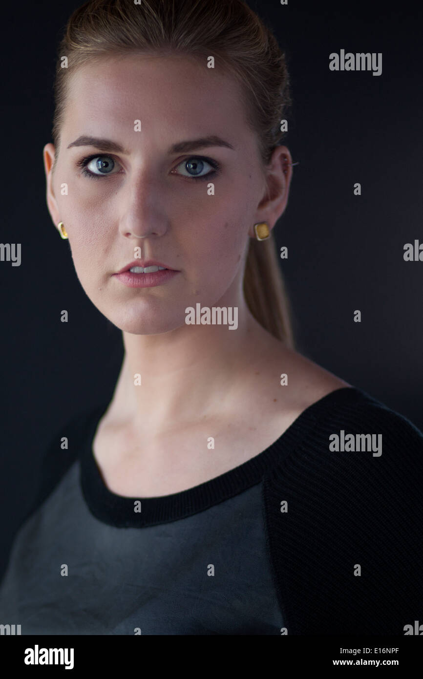 Portrait blonde woman ponytail hi-res stock photography and images - Alamy