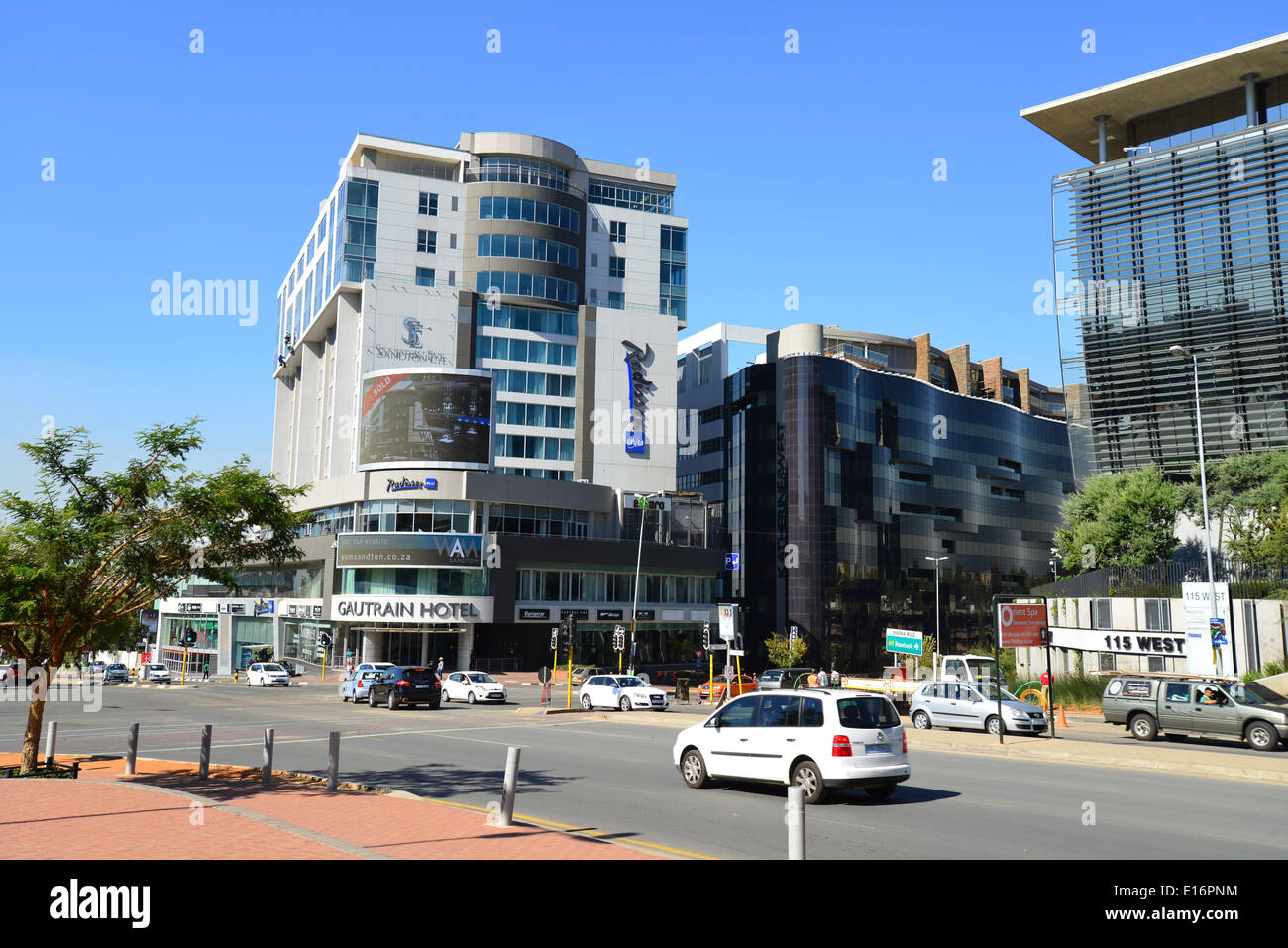 Radisson Blu Gautrain Hotel, Rivonia Road, CBD, Sandton Stock Photo ...