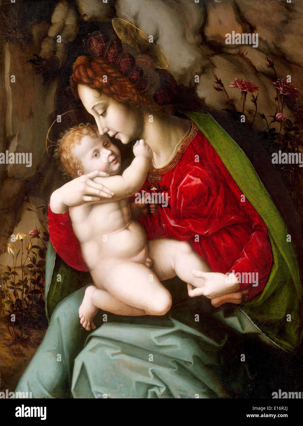 Madonna and Child by Bachiacca, 1520's Stock Photo