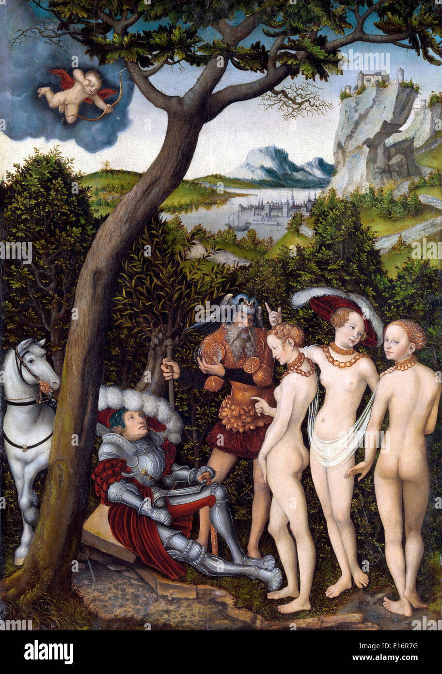 The Judgment of Paris by Lucas Cranach the Elder, 1528 Stock Photo