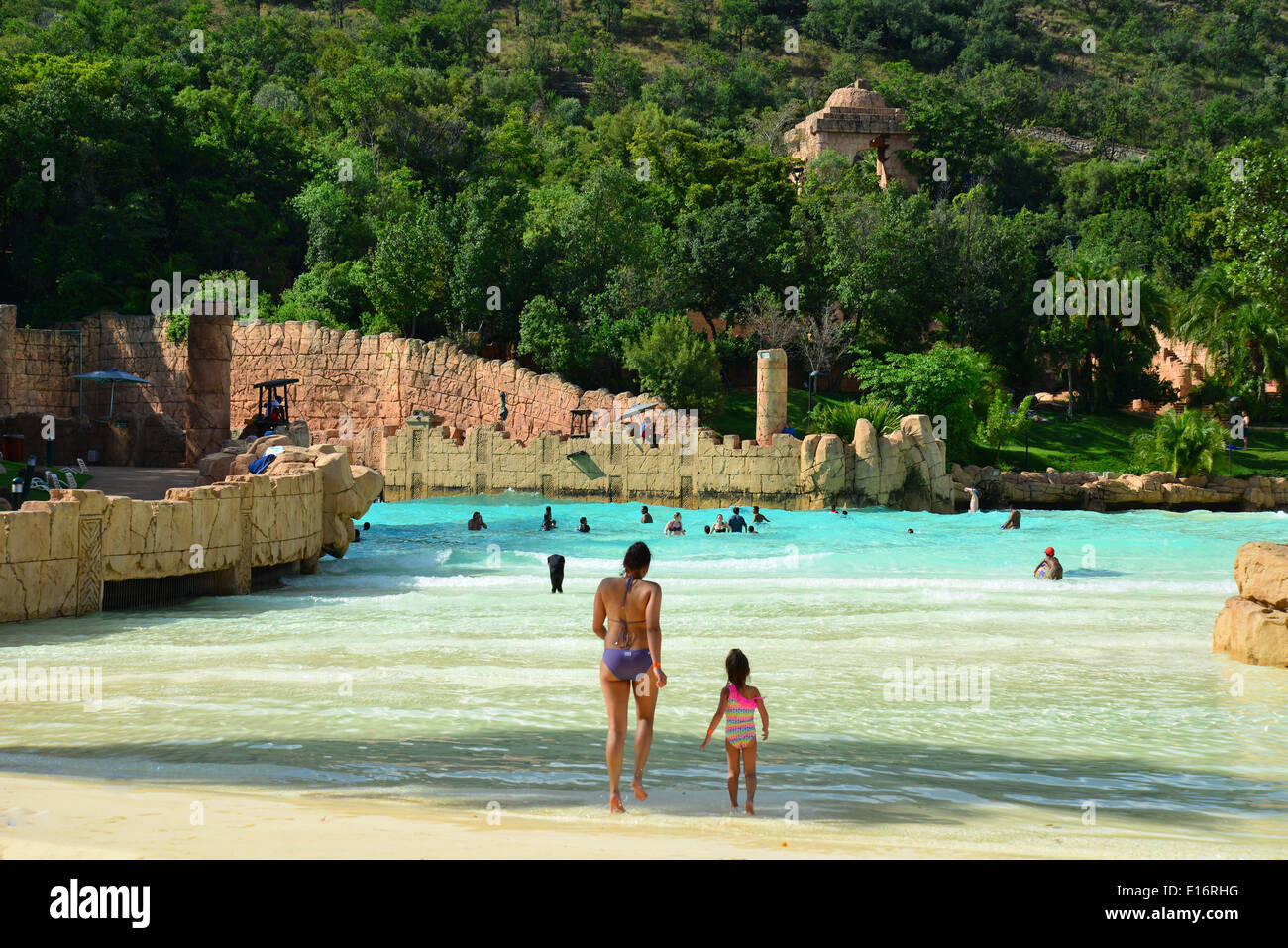 Roaring Lagoon Wave Pool, Valley of Waves, Sun City Resort, Pilanesberg, North West Province, Republic of South Africa Stock Photo