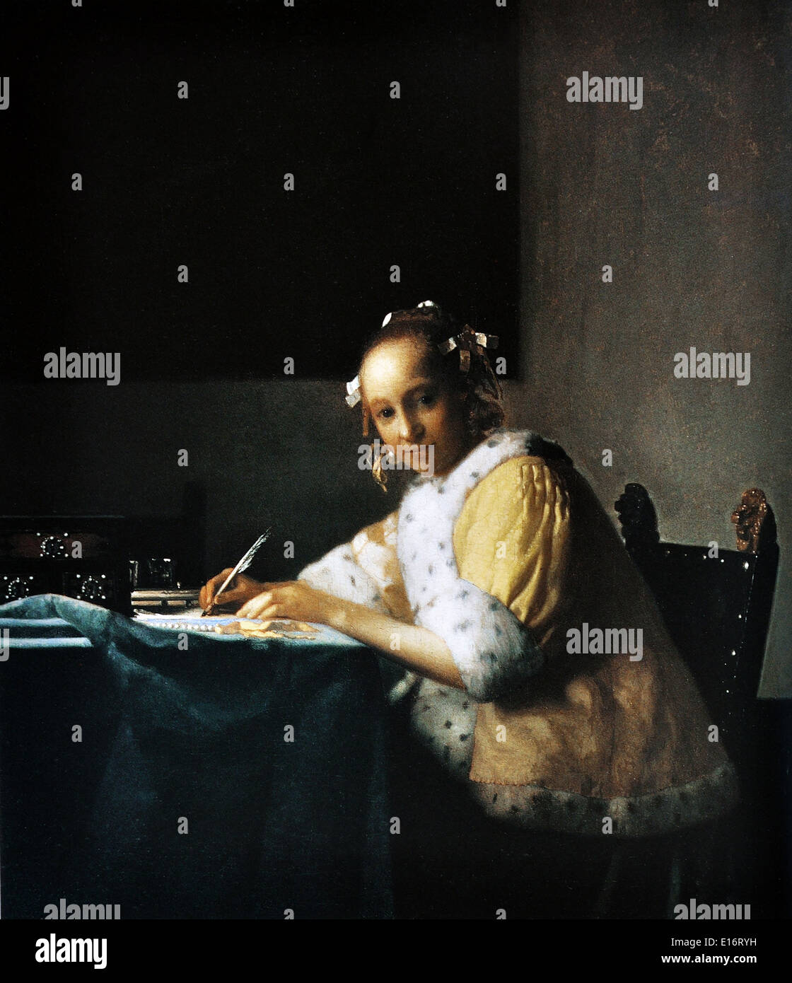 Johannes Vermeer - A Lady Writing, 1665 Stock Photo