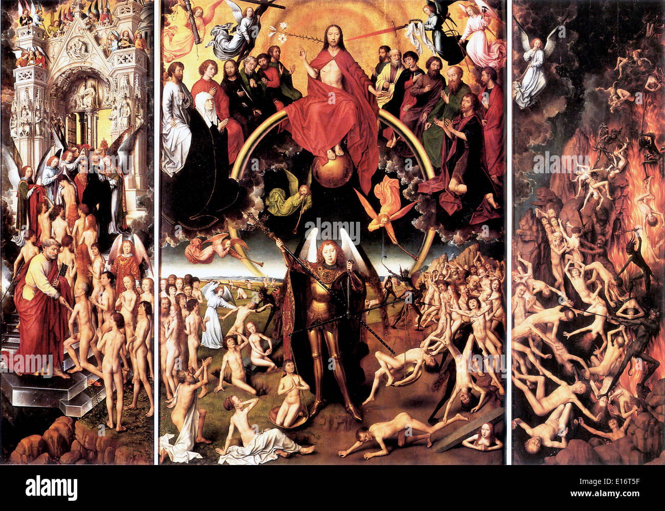 Last Judgement Triptych by Hans Memling, 1467 Stock Photo