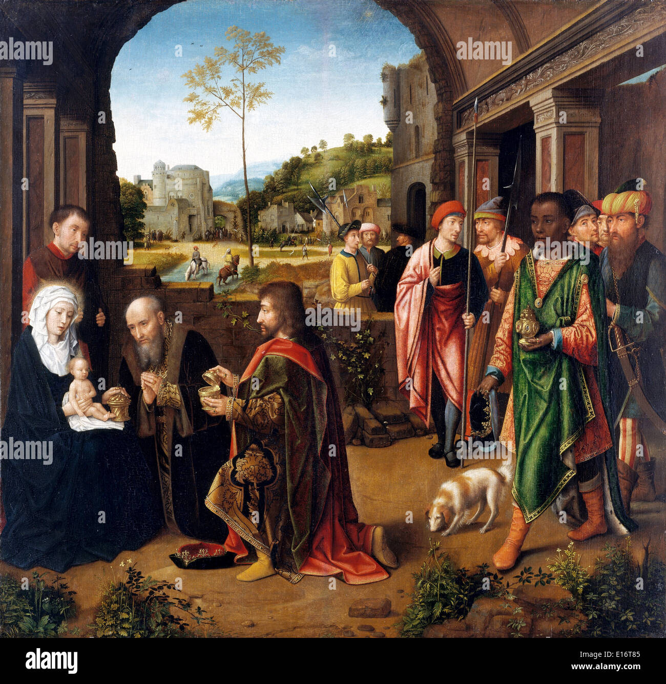The Adoration of the Magi by Gerard David, 1520 Stock Photo