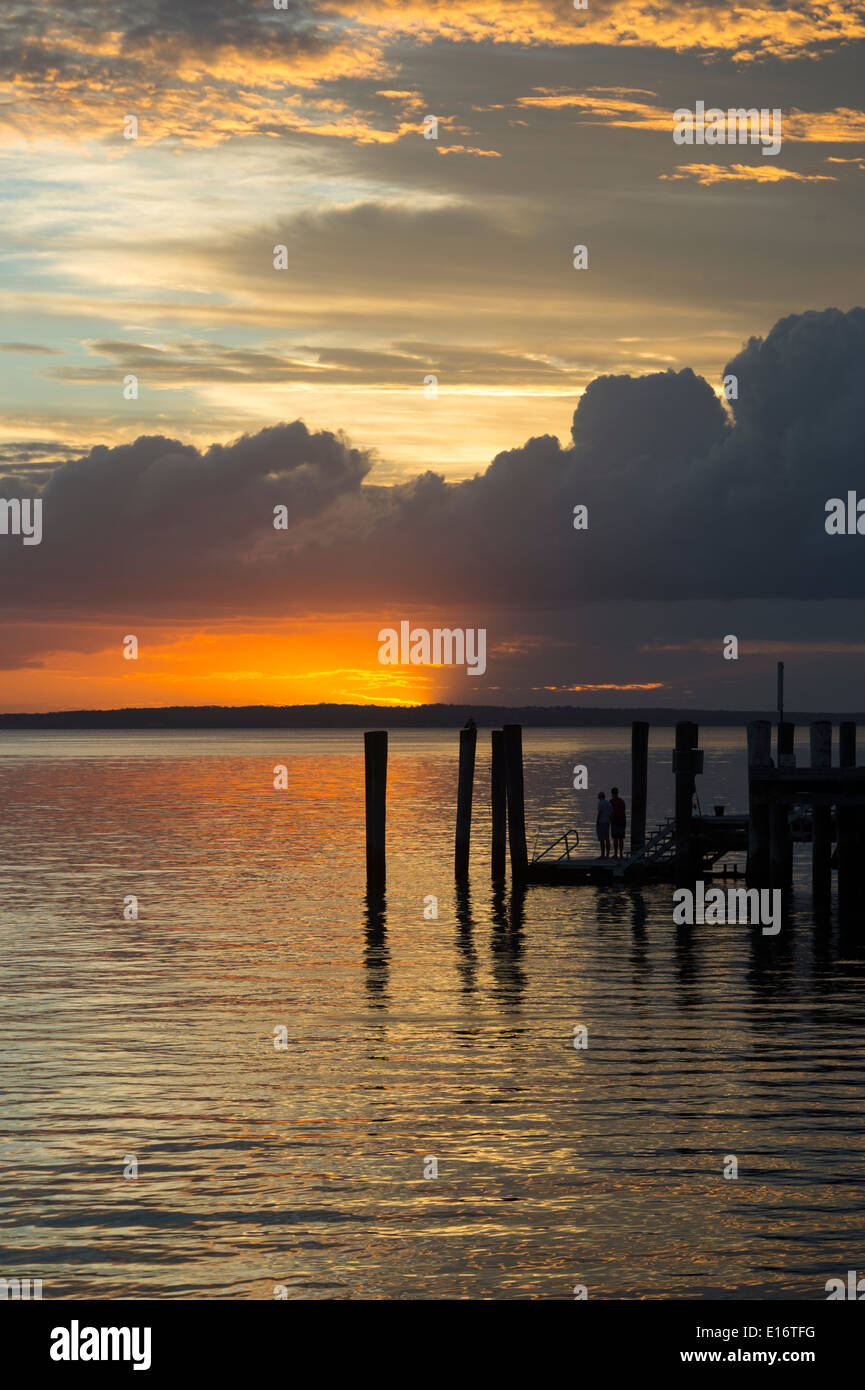 Sunset Kingfisher Bay Resort Jetty Fraser Island Queensland