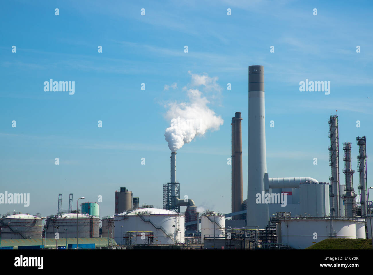 oil and gas refinery at rotterdam harbour, europoort Stock Photo
