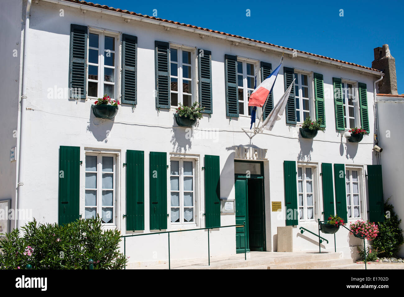 Town Hall, Ars en Re, Ile de Re, France Stock Photo