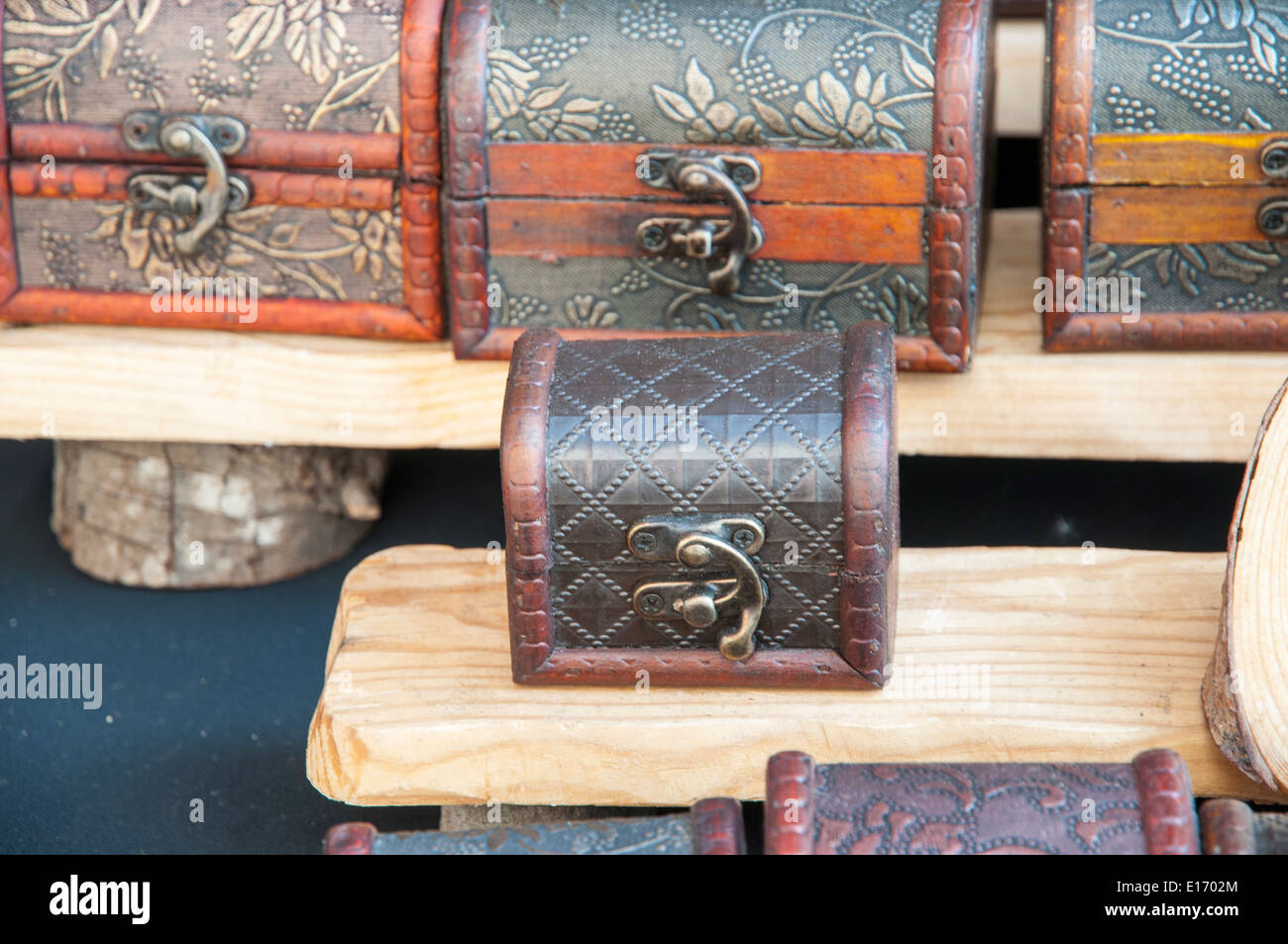 antique chests for storing small treasures Stock Photo Alamy