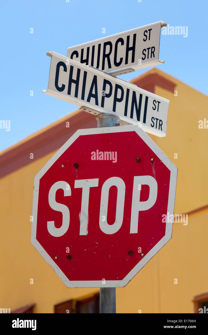 Stop sign at Chiappini and Church Street in Cape Town Stock Photo Alamy