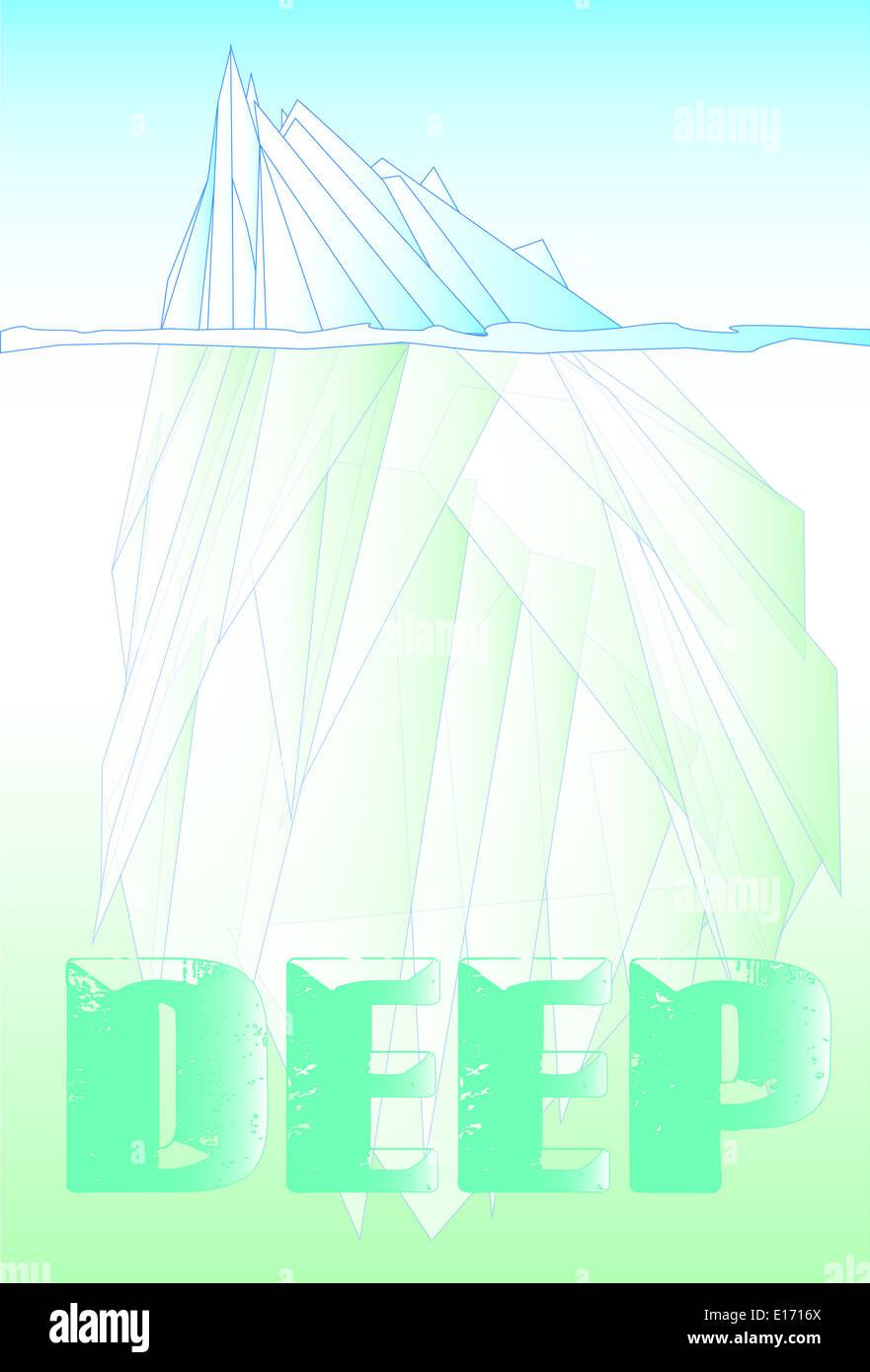 Typical iceberg showing above and below the water line with the word