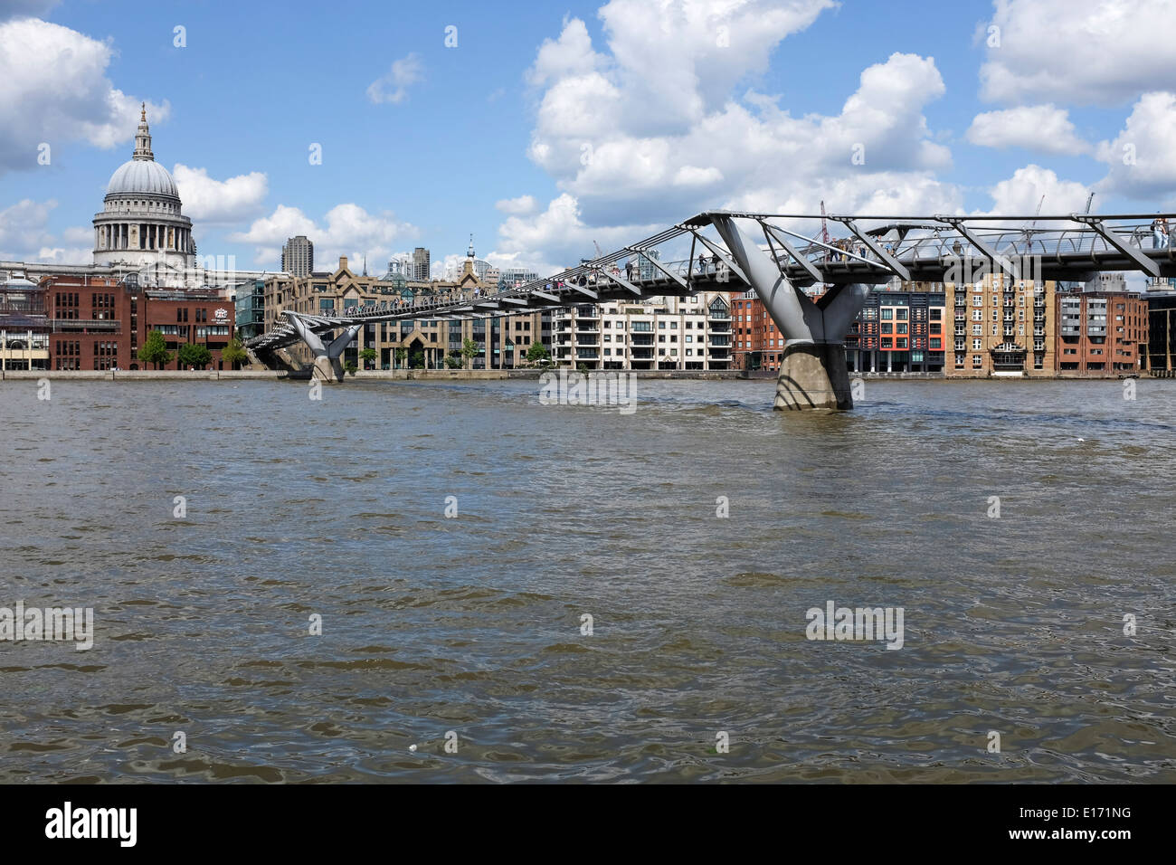 Millenium Bridge River Thames and St Paul's London UK Stock Photo