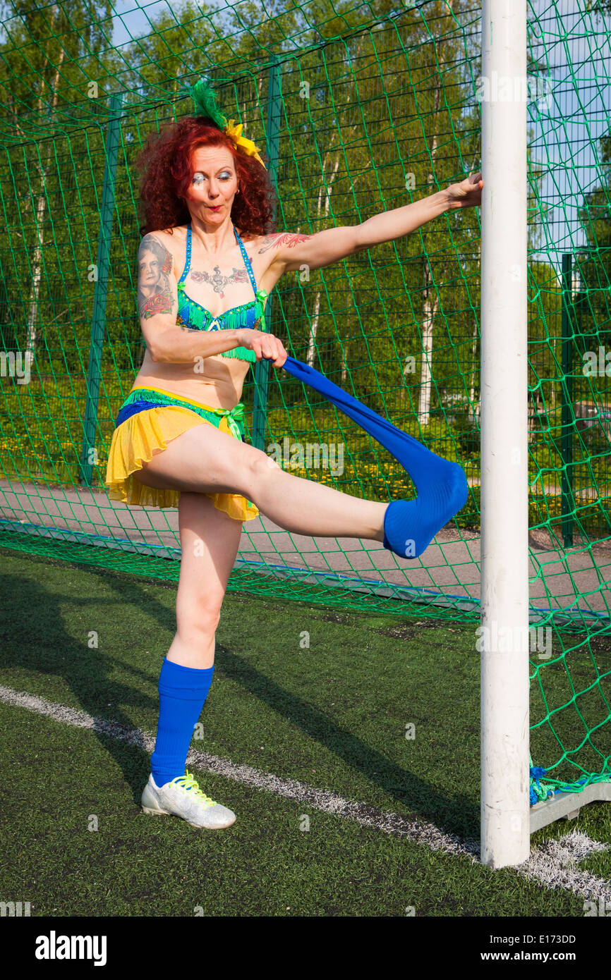 Burlesque Football Lady Stock Photo