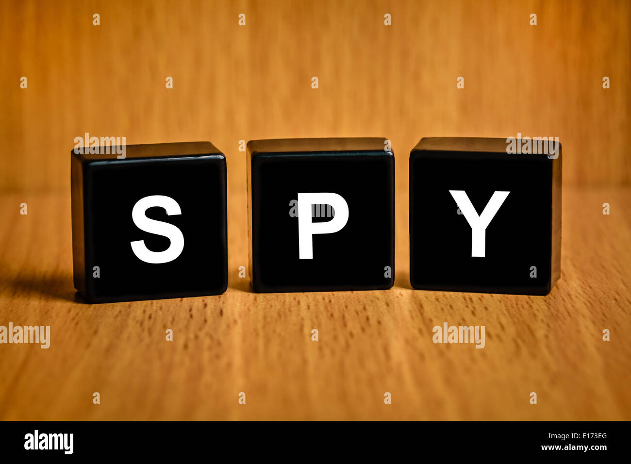 Crime spy text on black block Stock Photo