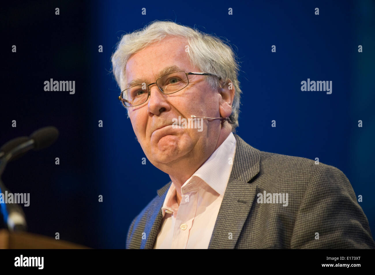 Mervyn King former Governor of the Bank of England speaking at Hay