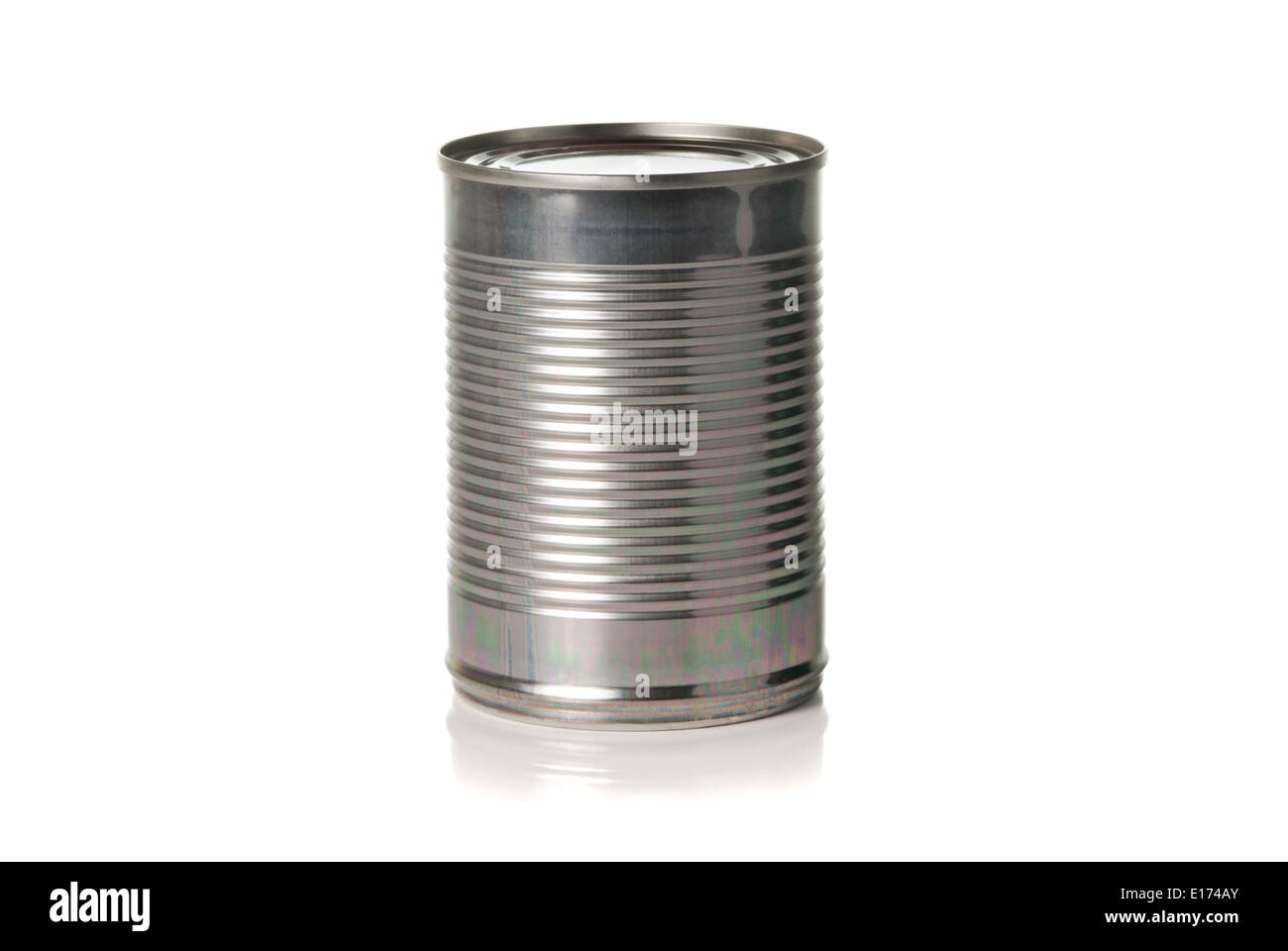 Unopened cylinder tin on a white background Stock Photo