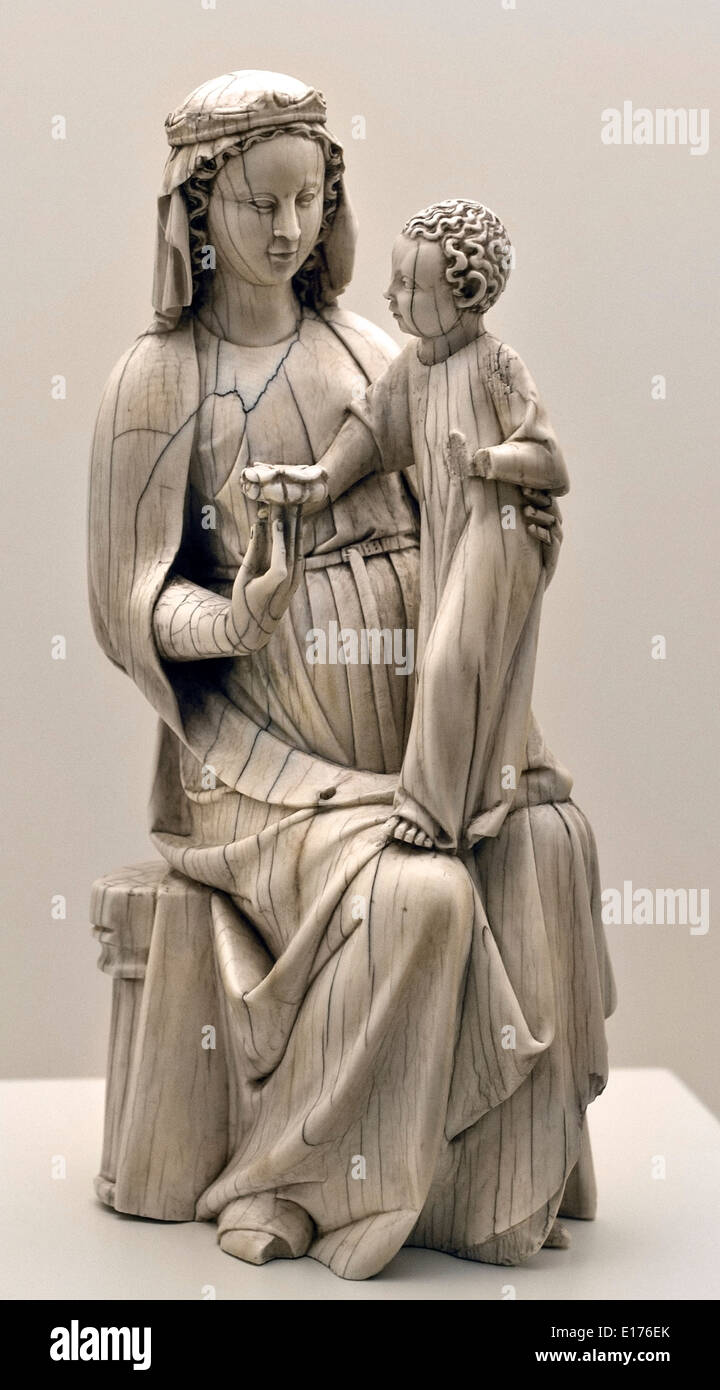 Virgin14th century Anonymous ( Carved ivory ) France French Paris Medieval Gothic Art Stock Photo
