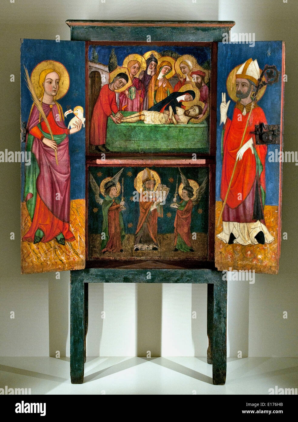 Liturgical cabinet with the Holy Burial Saint Agnes 1400 Perpignan ? ( Catalonia Roussillon ) Medieval Gothic Art Spanish French Stock Photo