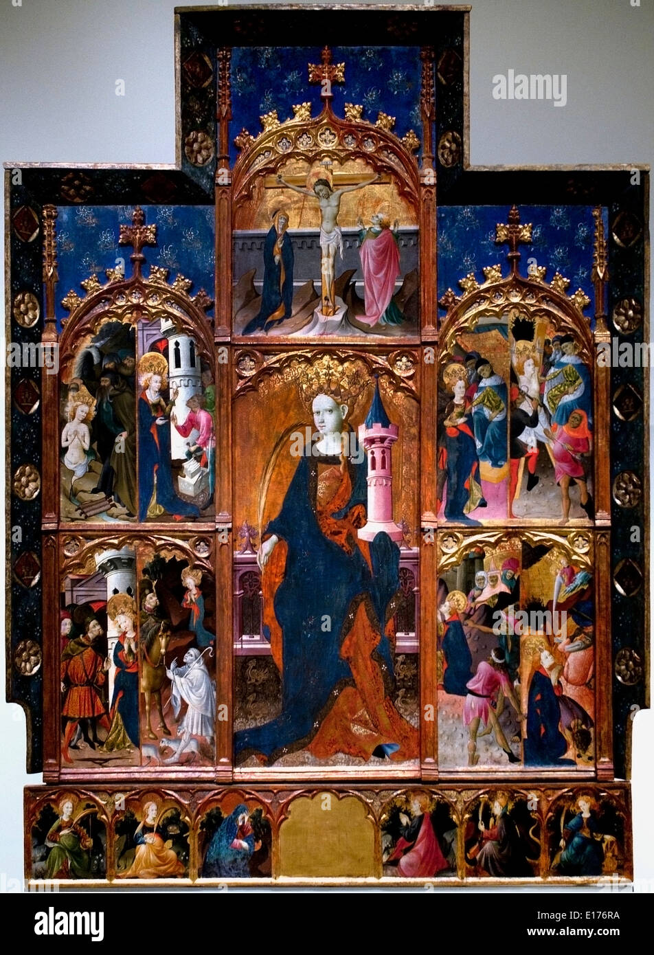 Altarpiece of Saint Barbara 1410-1425 Gonçal Peris Sarrià  Valencia 1380-1451 Medieval Gothic Art Spain Spanish Stock Photo