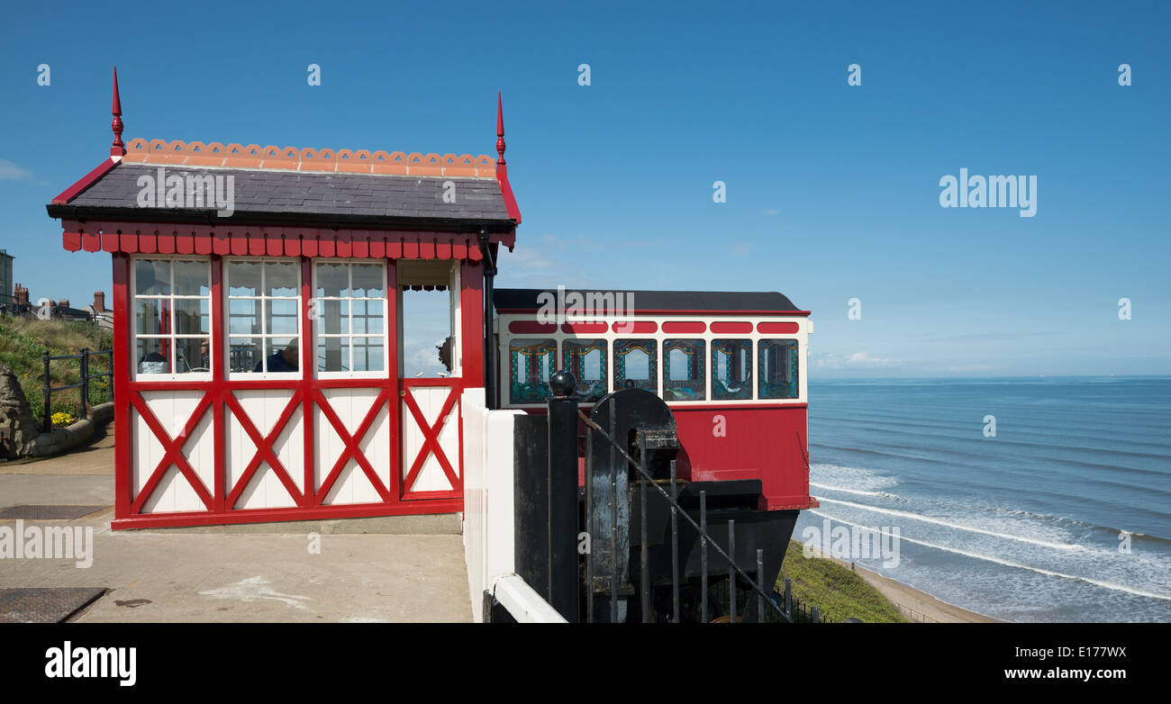 The cliff lift at Saltburn by the Sea on the Cleveland coast. Stock Photo