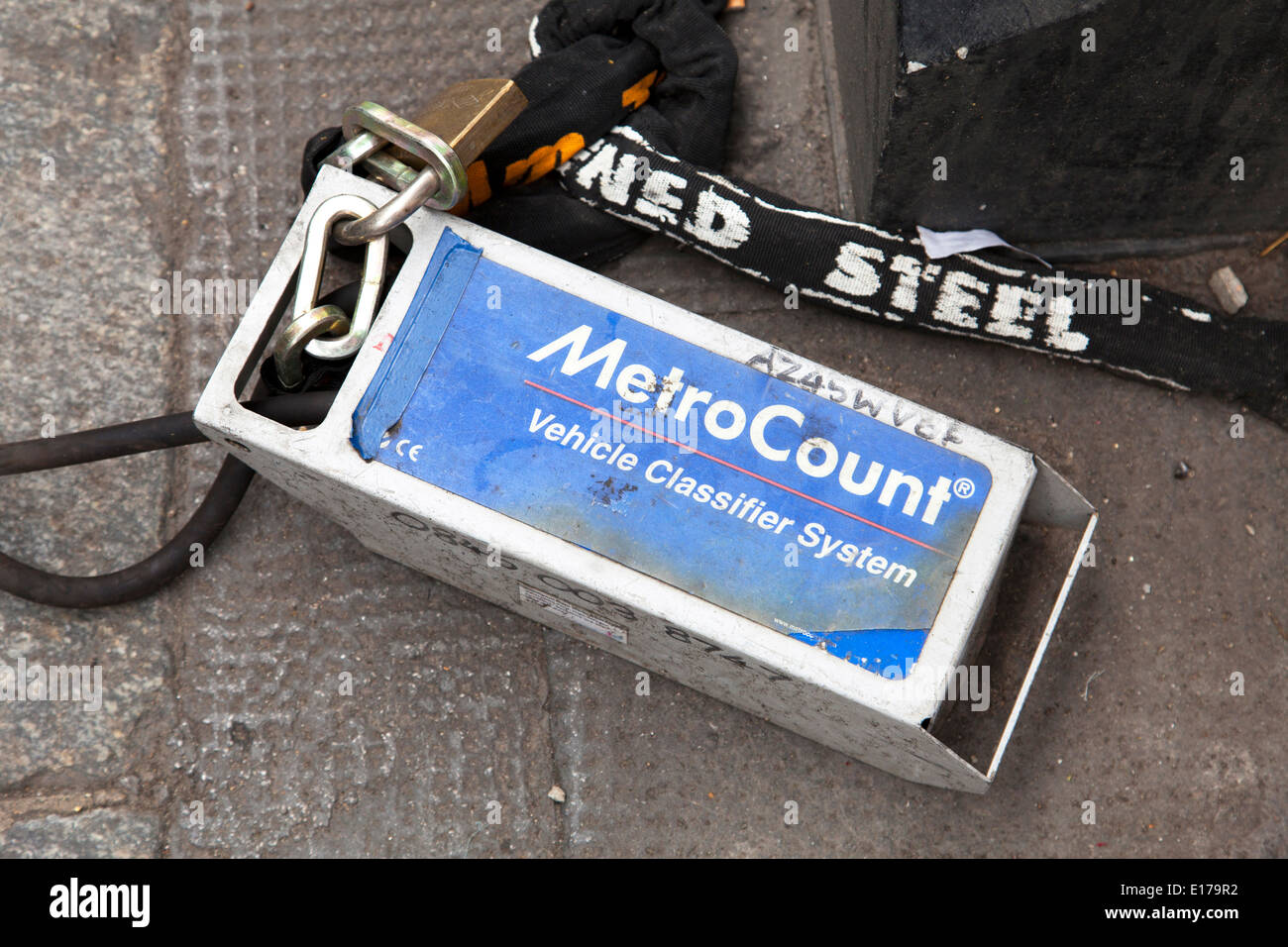 A Metro Count Vehicle Classifier System recording traffic data on a Stock Photo 69617494 Alamy