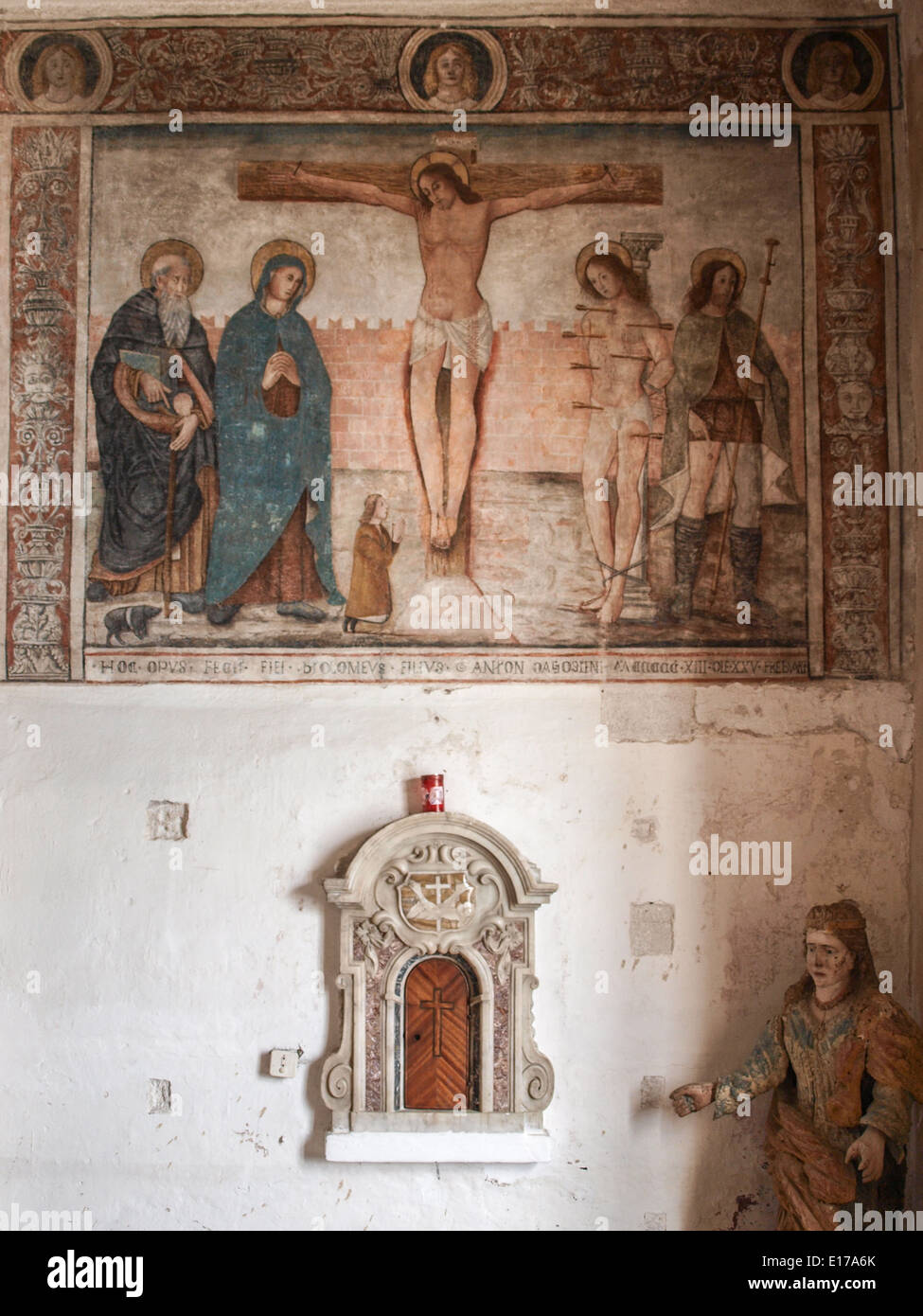 Calvi Oratory of Saint-Antoine fresco of Christ on the Cross Stock Photo -  Alamy