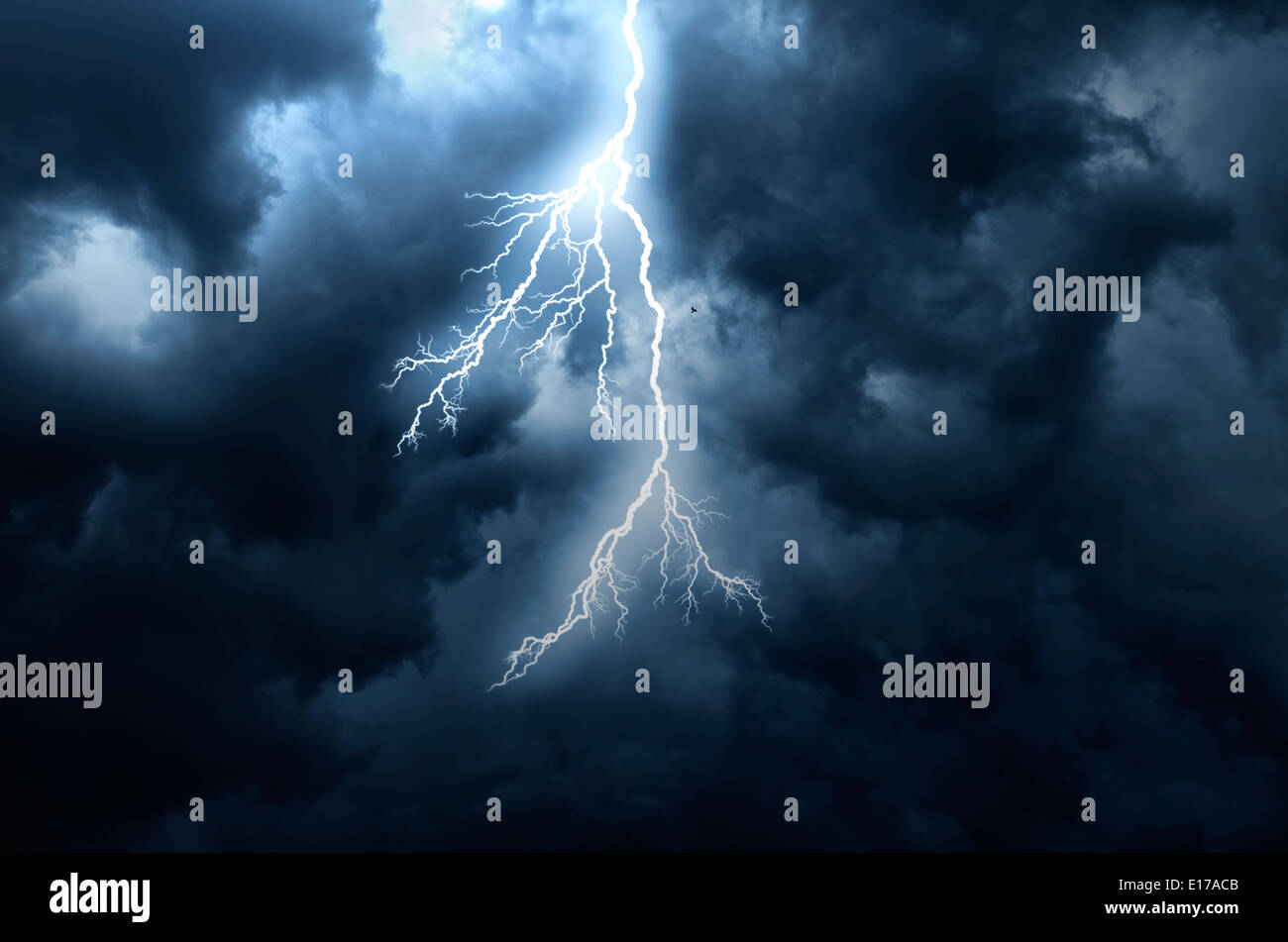 A lightning strike on the cloudy sky Stock Photo - Alamy