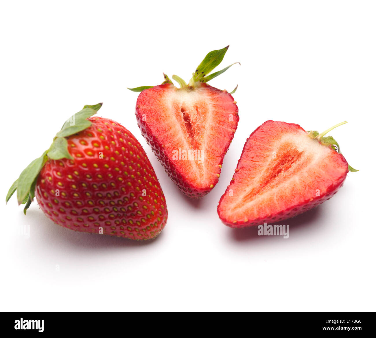 Strawberries cut out isolated on white background Stock Photo
