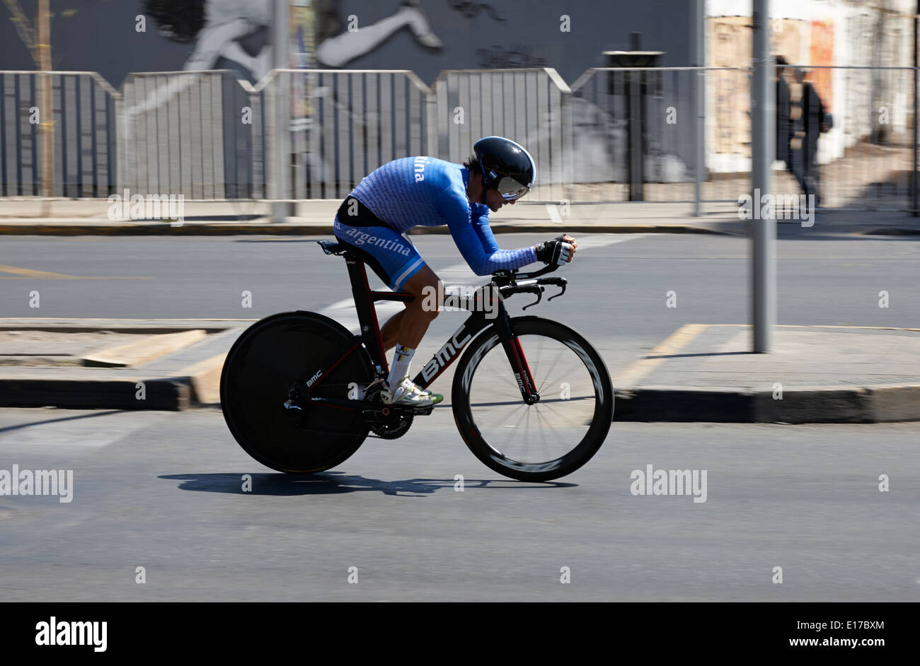 Facundo Lezica argentine time trial cyclist competing in road race as part of the south american games Santiago Chile Stock Photo